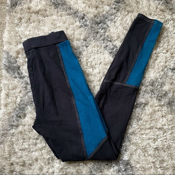 Urban Outfitters Victory Color block Leggings Blue Teal Black High Rise Waisted - Picture 5 of 7